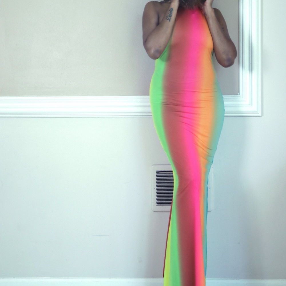 "Over the rainbow" halter maxi dress